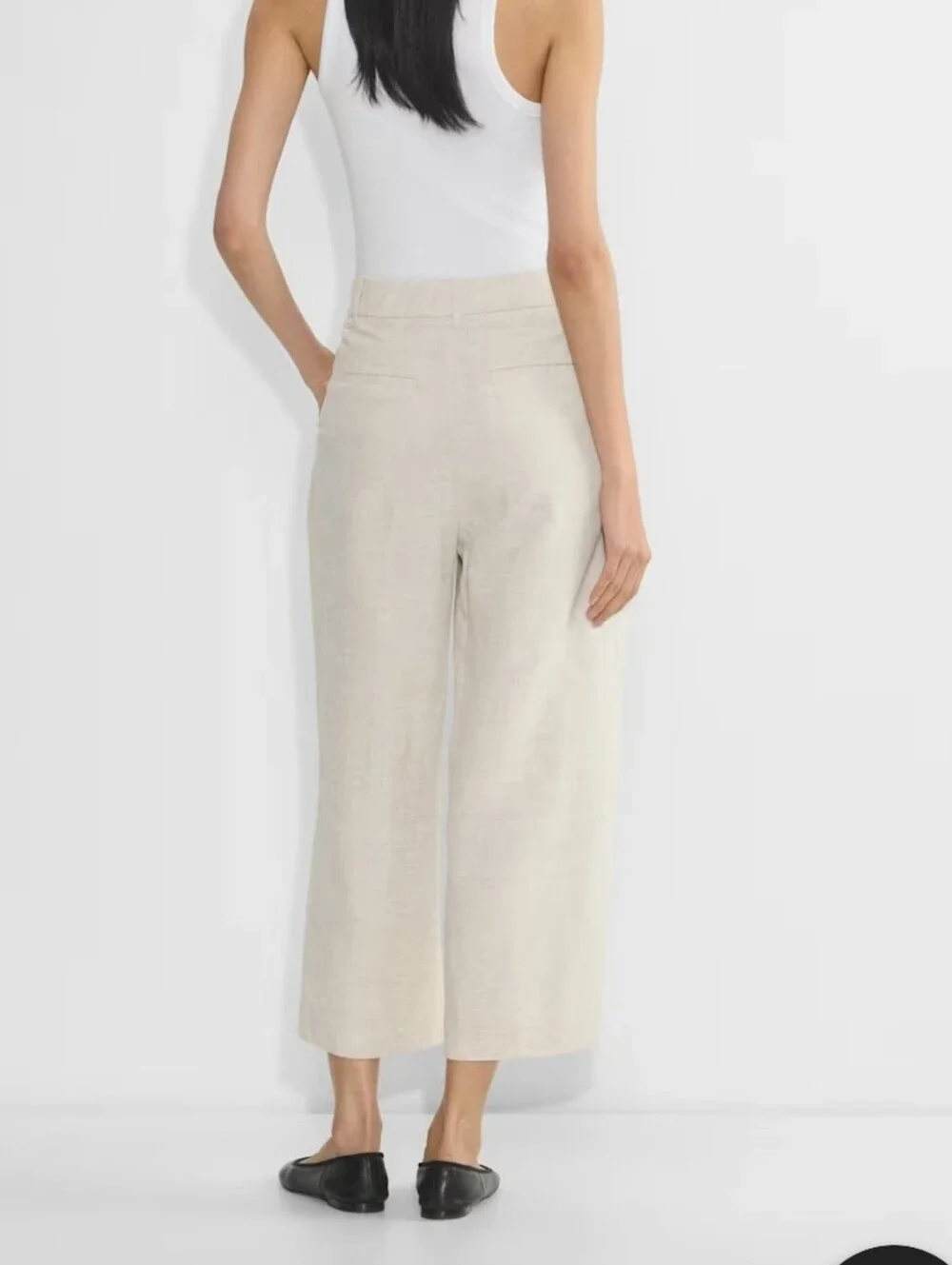 Aritzia THE EFFORTLESS PANT WIDE LEG CROPPED LINEN  BLEND PANTS